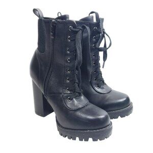Top Moda Women's Size 6.5 Chunky High Heel Bootie Black
